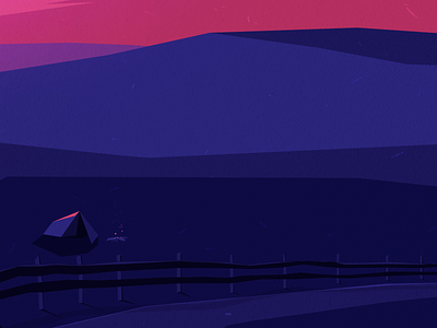 Bakony - Tent camp campfire fire gradient graphic design hill illustration illustrator mountain sunset tent vector
