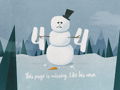 DailyUI 008 - 404 page 404 carrot dailyui forest snow snowman winter