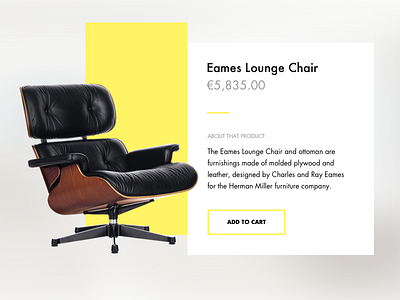 Daily UI 012 - E-Commerce Shop (Single Item) cart chair dailyui eames item shop