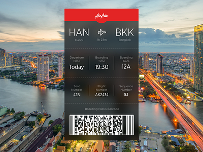 DailyUI 024 - Boarding Pass airasia airport bangkok boarding pass code dailyui hanoi