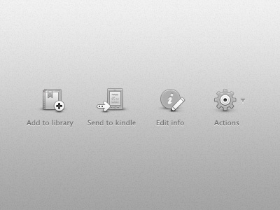 Scida - Buttons action button drop down ebook edit icon icons info kindle library