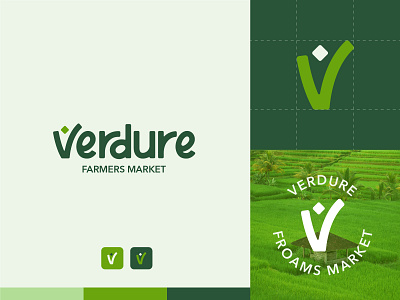 Verdure Logo Design branding branding design flat fruit green illustration logo logo design logo presentation logogram logos logotype market minimalist logo modern logo monogram typography v logo vegetables visual identity