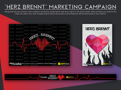 "Herz brennt" marketing campaign graphic design poster design wristband
