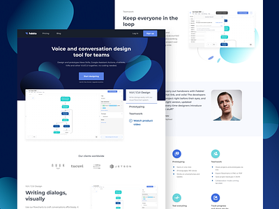 VUI Design Tool Website abstract business chatbot design landingpage startup testimonials ui ux vector voice assistant web