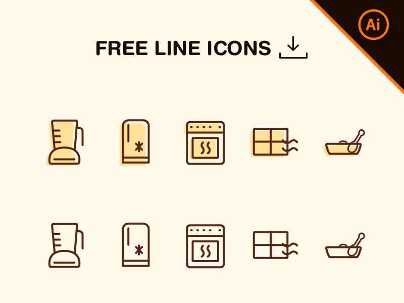 Free Line Icons Kitchen download free vector illustrator icons lineicons kitchen