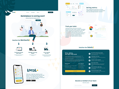 Concept Landing Page for Locol Marketplace about us app dashboard design drivers get started illustration landing marketplace merchants page platform solution subscribe ui