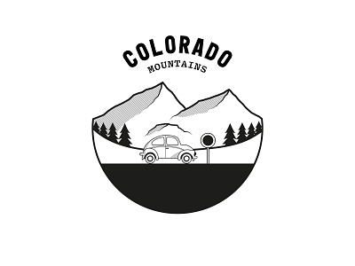 Colorado Mountains! badge beetle black black and white car colorado design flat icon illustration illustrator landscape landscape design landscapes logo minimal mountain mountains nature white