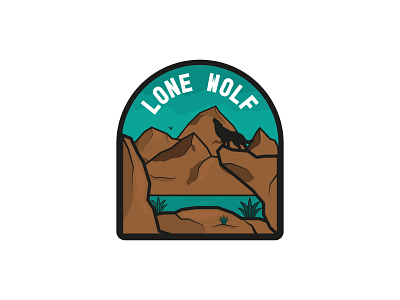 Lone Wolf! animal badge badge logo blue brown design flat green icon illustration illustrator landscape landscapes logo lone wolf minimal mountains nature nature logo wolf