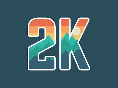 2K! 2000 2k badge badge logo badgedesign badges branding design flat followers icon illustration illustrator landscape landscapes logo minimal mountain mountains nature