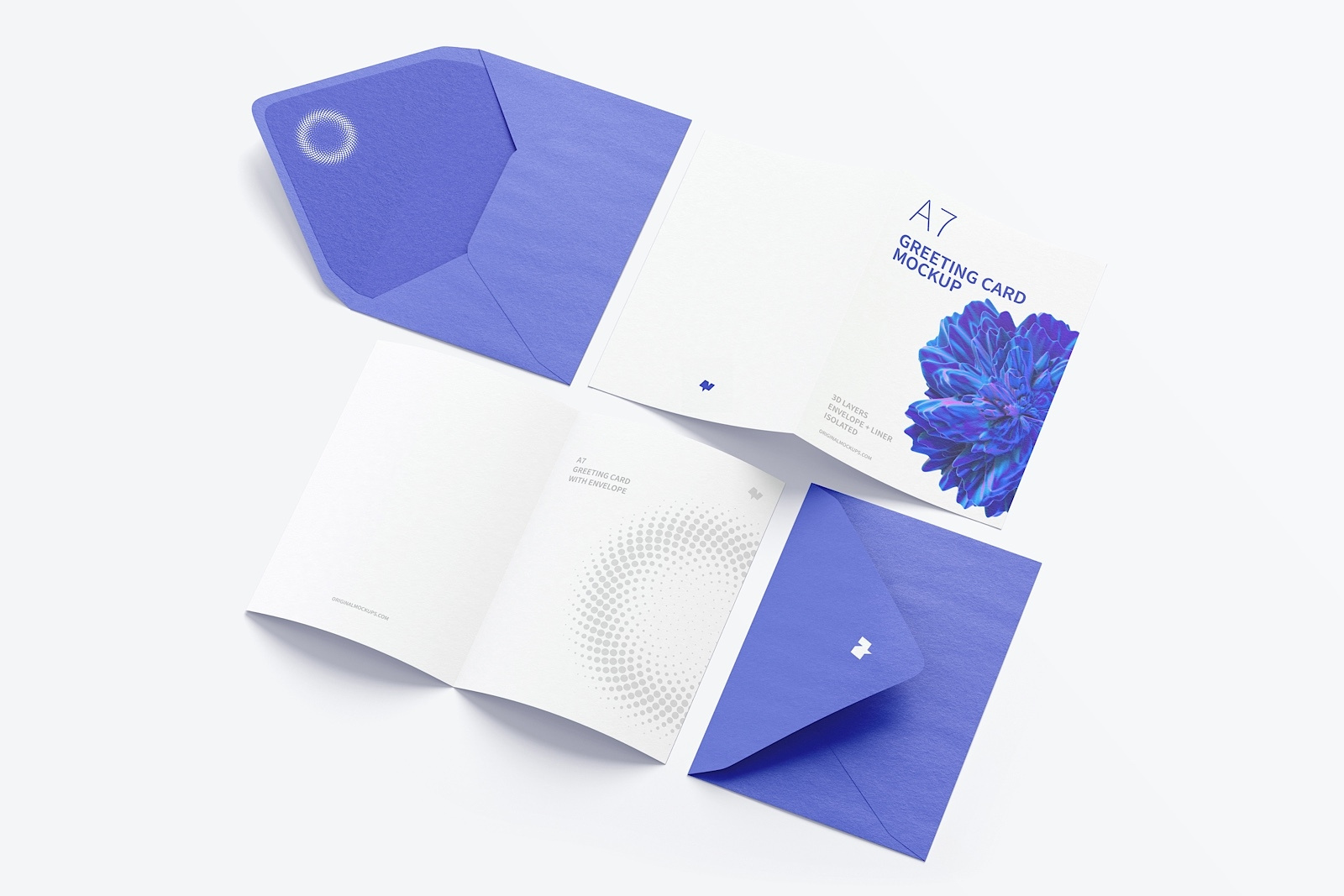 Download A7 Greeting Card Mockup With Envelope Spread Exterior And Inte By Original Mockup On Dribbble