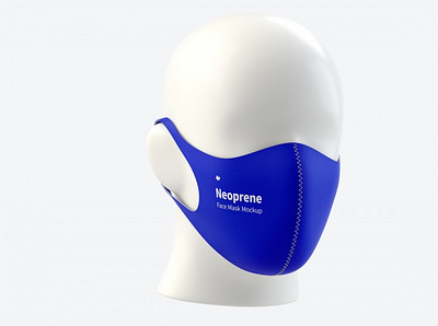 Neoprene Guard Face Mask Mockup, Front Half-Side View neoprene