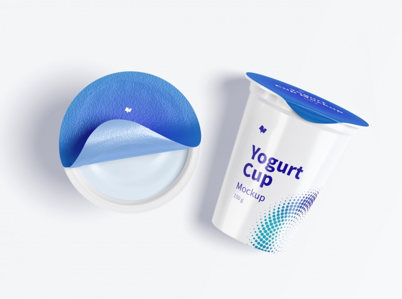 150 g Yogurt Cups Mockup, Top View by Original Mockup on Dribbble