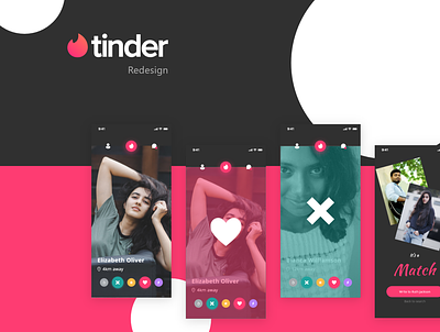 Tinder Redesign - Dating App UI Kit Free Download adobe xd android application dark dark ui dating dating app ios prototype redesign tinder ui ux