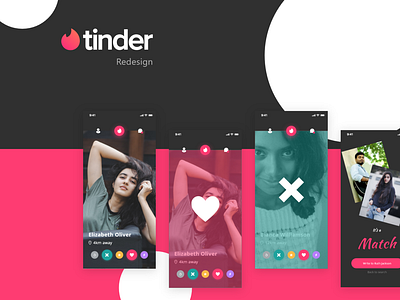 Tinder Redesign - Dating App UI Kit Free Download