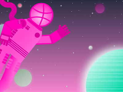 Dribbble Astronaut astronaut design dribbble exploration figma hello hellodribbble illustration outerspace planets space stars