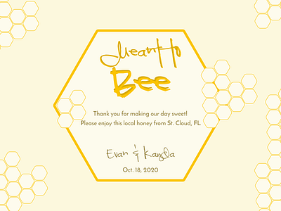 Meant to Bee bee brand branding design figma gift graphic design hexagon honey honeycomb label tag wedding yellow