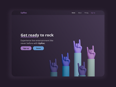 UpRoc Web UI 3d design figma hero section rock music typography ui ui design ux web web design website concept