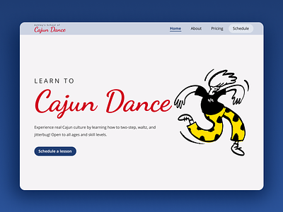 Learn to Cajun Dance blush branding cajun dance dancing design figma hero section home page illustration landing page louisiana typography ui design web