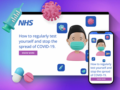 Covid - NHS | How to do a rapid lateral flow test adobe xd app dashboard design figma illustration minimal ui ux web web design xd