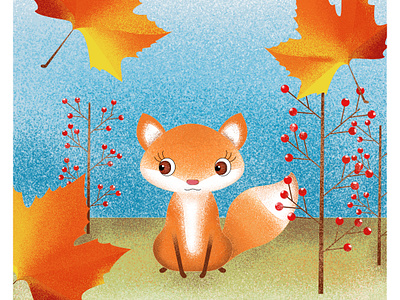 Foxy adobe autumn design draw flat fox illustartor illustration night photoshop vector wacom wacom intuos