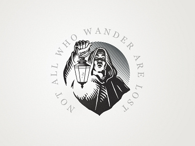 Wanderer badge design illustration lantern logo man vintage wander