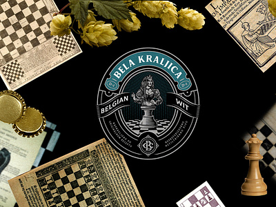 BeerCuz / Bela Kraljica beer chess craft design drawing illustration label packaging queen vintage