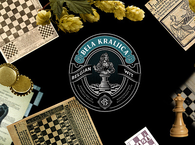 BeerCuz / Bela Kraljica beer chess craft design drawing illustration label packaging queen vintage