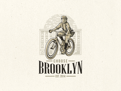 Choose Brooklyn bicycle boy brooklyn illustration logo retro vintage