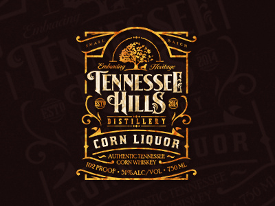 Tennessee Hills - Corn Liquor distillery label liquor whisky