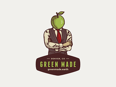 Applehead (GreenMade) apple earth food green health logo suit