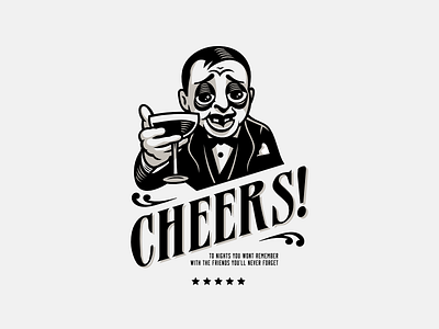 Cheers cartoon cheers drink illustration old