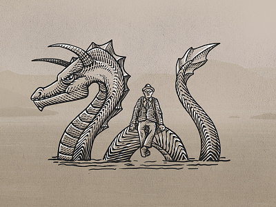 Traveler Illustration #1 drawing illustration monster sea travel
