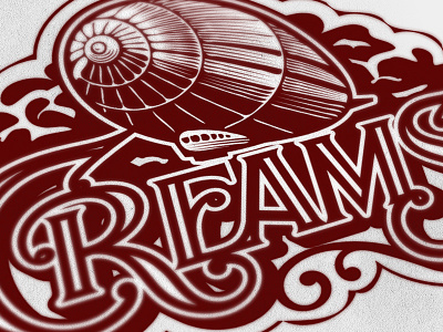 Creams Cafe air balloon illustration lettering sky typography vintage zeppelin