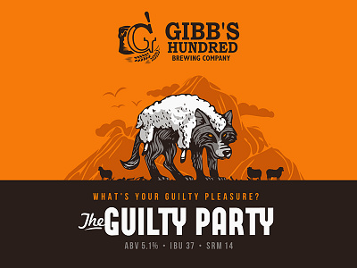 The Guilty Party / Gibb's Hundred beer brewing can label sheep wolf