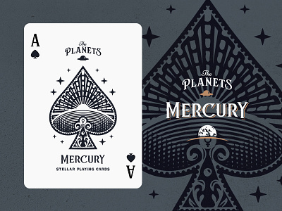 Mercury / Ace of Spades ace illustration planets playing cards spades stars sun