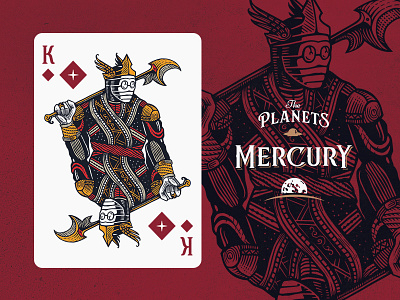 Mercury / King of Diamonds crown diamnod fantasy illustration king planet playing cards