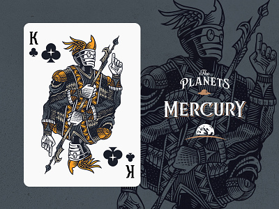 Mercury / King of Clubs club crown fantasy illustration king planet playing cards