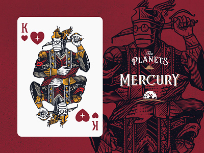 Mercury / King of Hearts crown fantasy heart illustration king planet playing cards