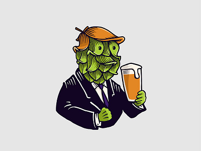 Hophead Trump beer hop illustration trump
