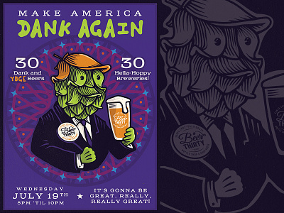 Make America Dank Again / Poster beer event hop illustration poster trump