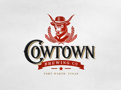 Cowtown Brewing Co. beer brewery brewing bull cow illustration texas typography