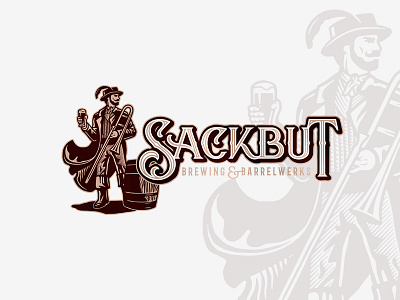 Sackbut beer brewery illustration lettering trombone typography