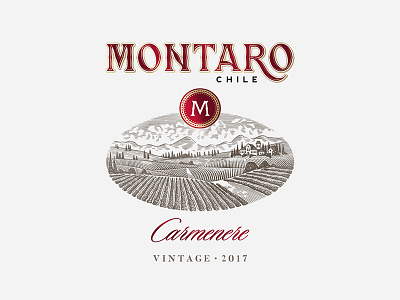 Montaro engraving illustration label typography wine