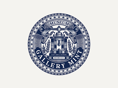 Gallery Mint logo coin crosshatching emblem illustration logo mint vintage