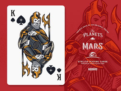 Mars / King of Spades card deck design illustration planets playing cards