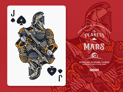 Mars / Jack of Spades card deck design illustration planets playing cards