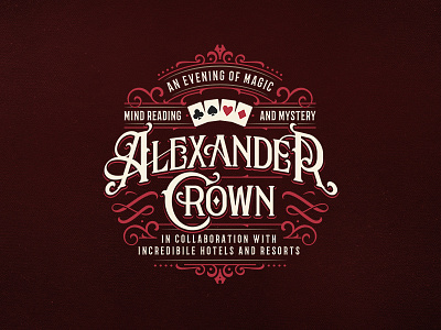 Alexander Crown lettering logo magic magician playing cards typography vintage