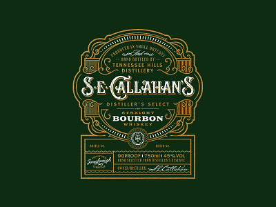 S.E.Callahan's Bourbon bourbon distillery label liquor tennessee vintage whiskey