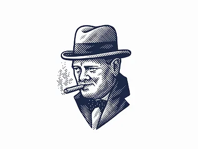 Churchill churchill face illustration logo man portrait vintage woodcut