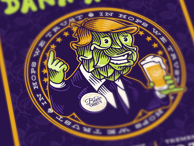 Trump / Dank 2018 Full beer funny illustration logo poster trump usa
